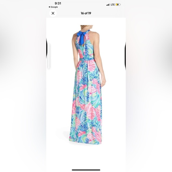 New Lilly Pulitzer MARTINA MAXI Halter Long DRESS Beach Please Bow Pink sz M - Picture 4 of 7